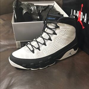 Jordan 9 Retro White/University Blue-Black Athletic Shoes